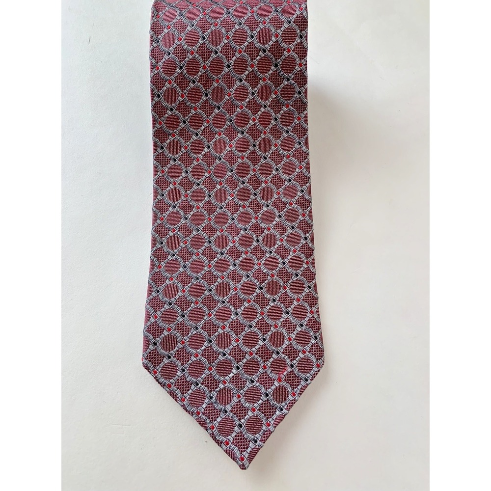 POLIFRONI Milano Italian Geometric pattern Silk men's tie EUC 3‎ 3/4"